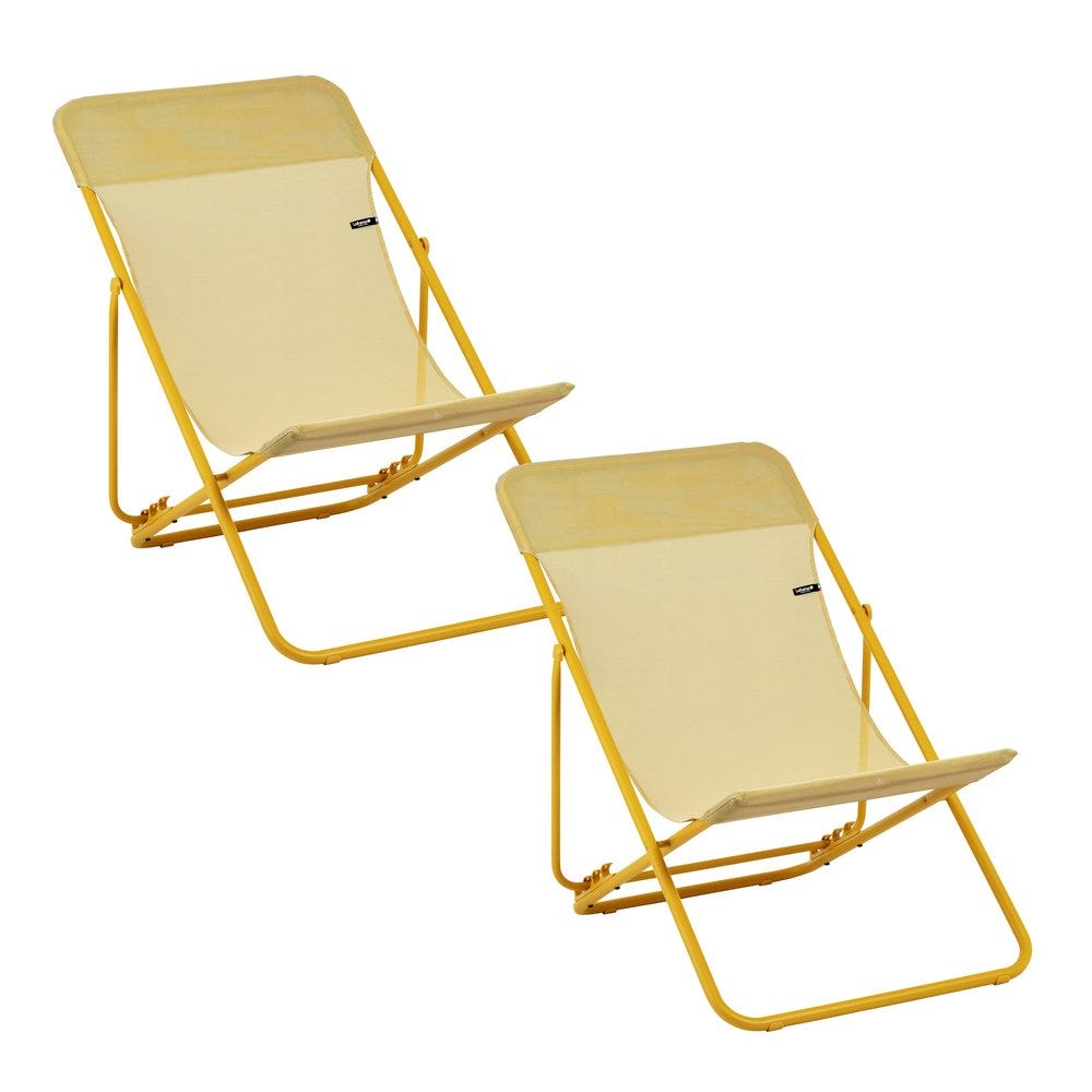 Set van 2 Opvouwbare Ligstoel - Maxi Transat - Batyline® Iso - Geel Miel